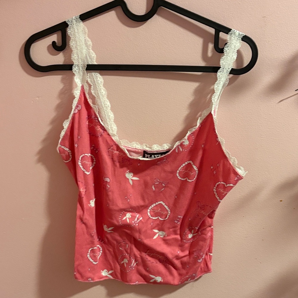 PLAYBOY Pink Lace Pj Shirt